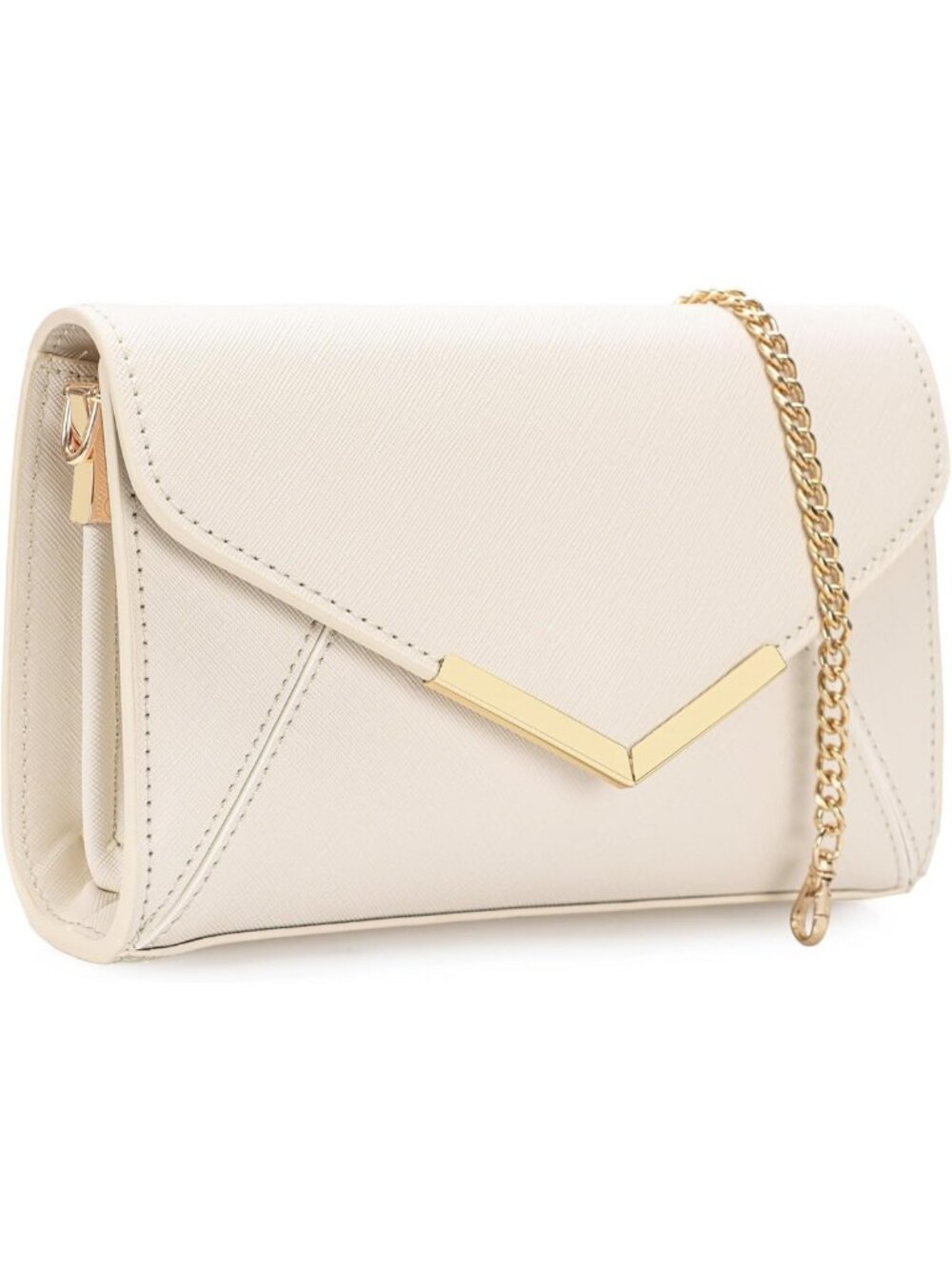 Chic Faux Saffiano Leather Envelope Clutch - Elegant Evening Handbag for Dressy
